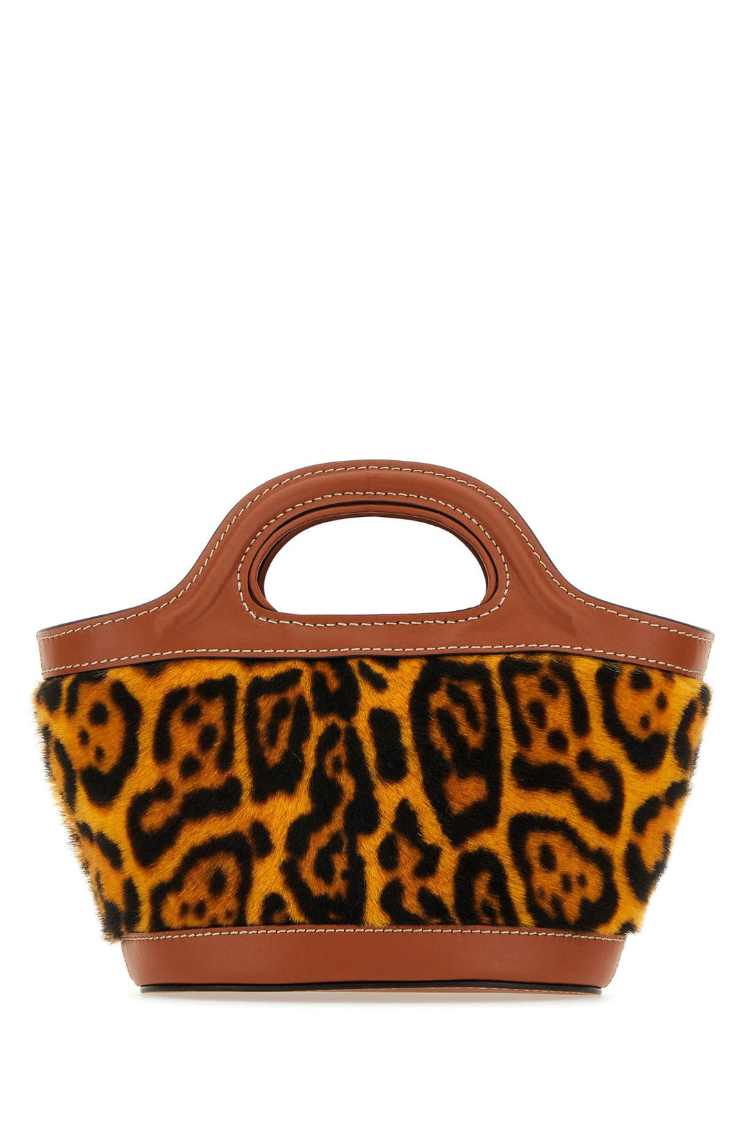 Printed shearling and leather micro Tropicalia handbag