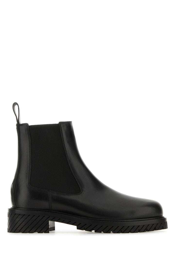 Black leather Combat ankle boots