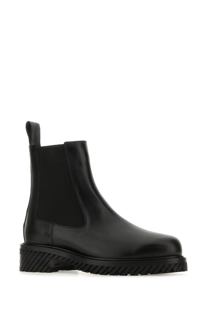 Black leather Combat ankle boots