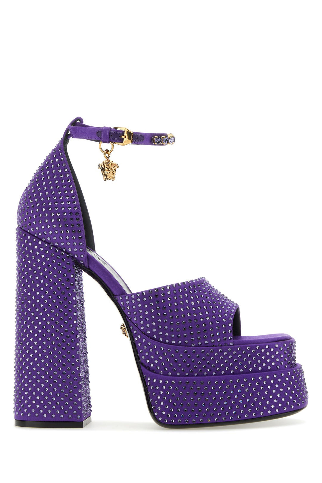 Purple satin Medusa Aevitas sandals