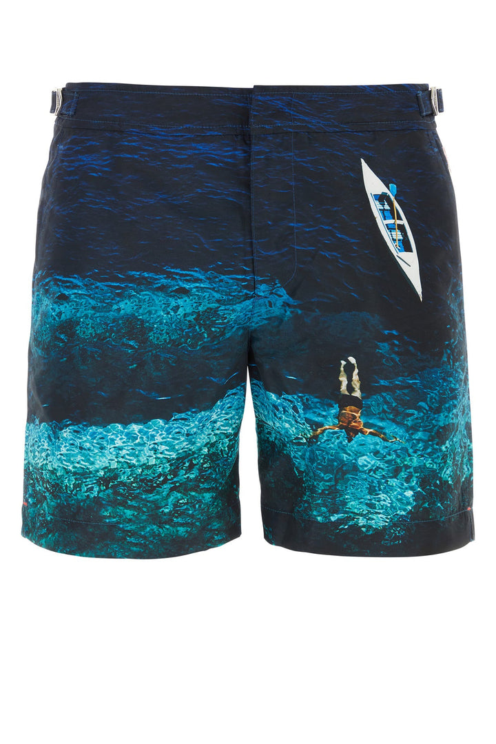 Printed polyester Bulldog Photographic swimming shorts