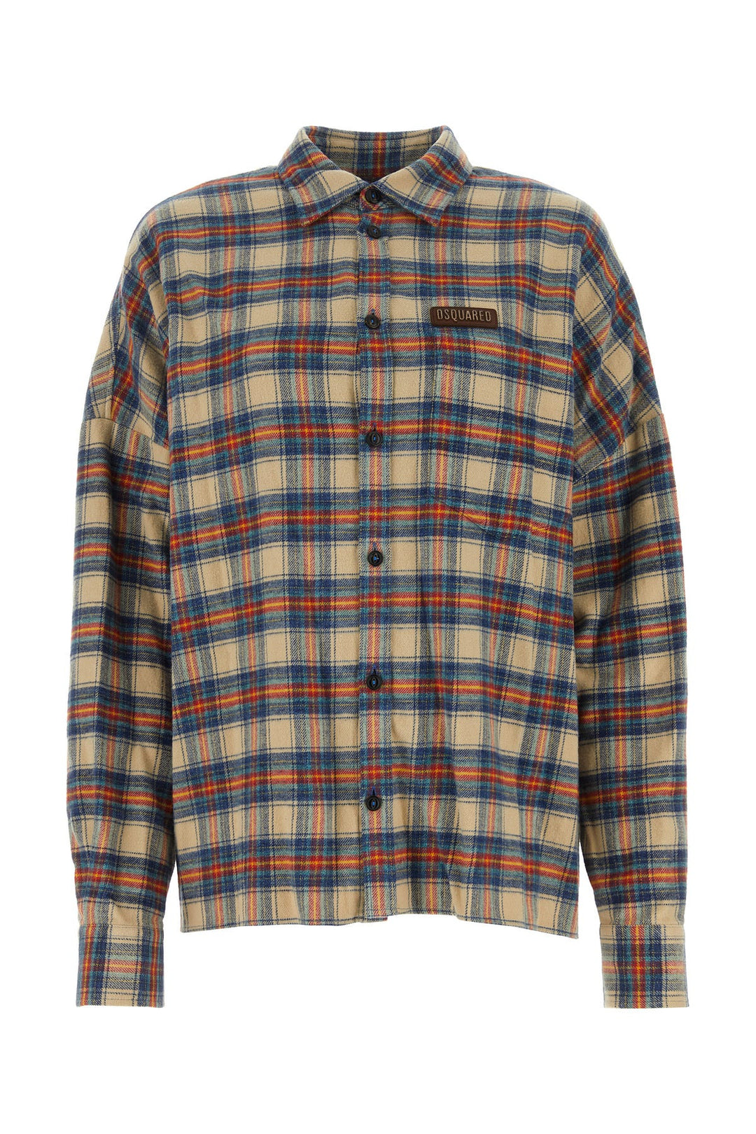 Embroidered flannel oversize shirt