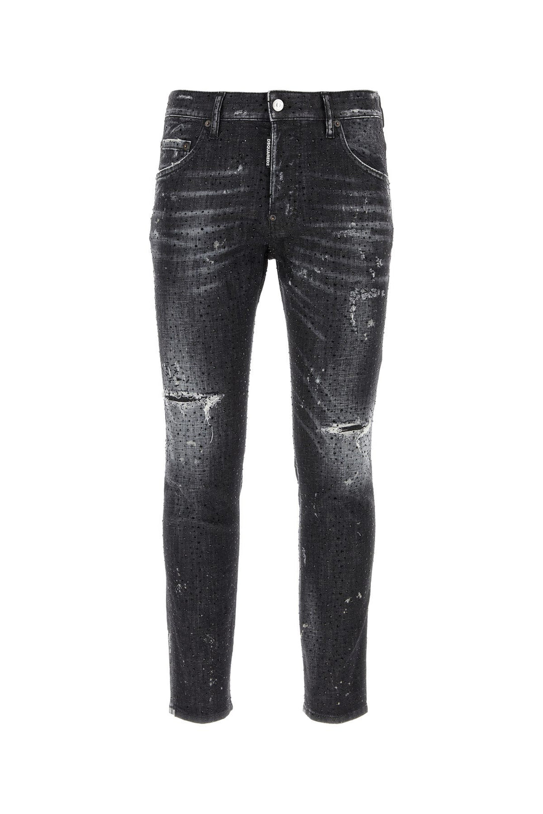 Embellished stretch denim Skater jeans