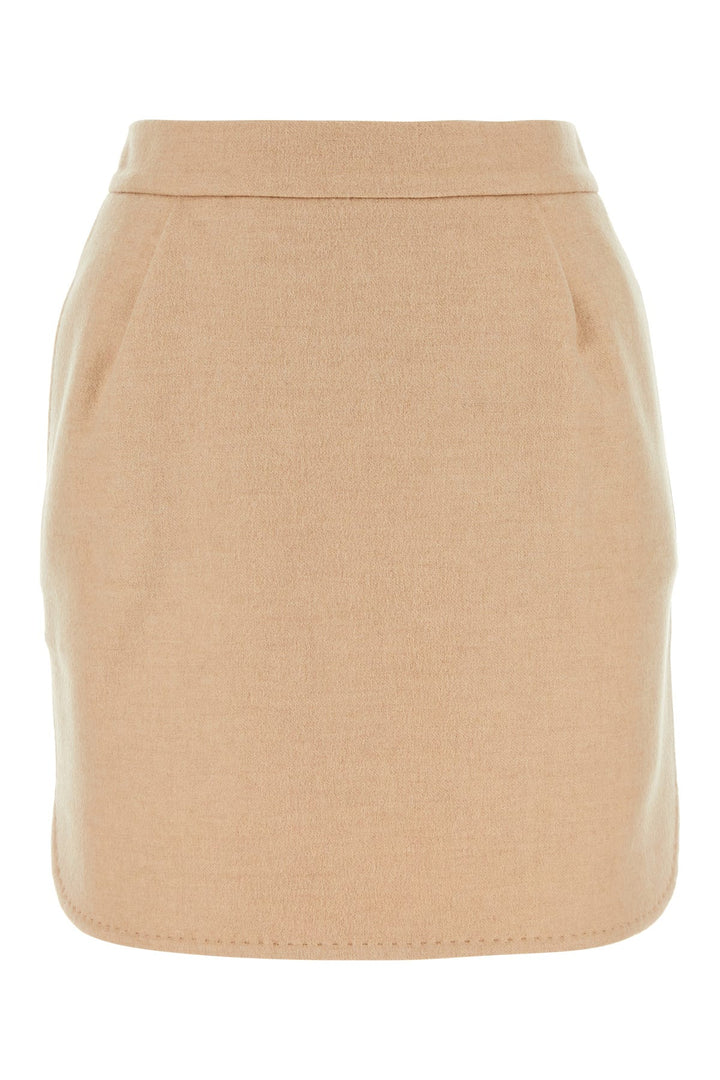 Beige wool Bobbio mini skirt