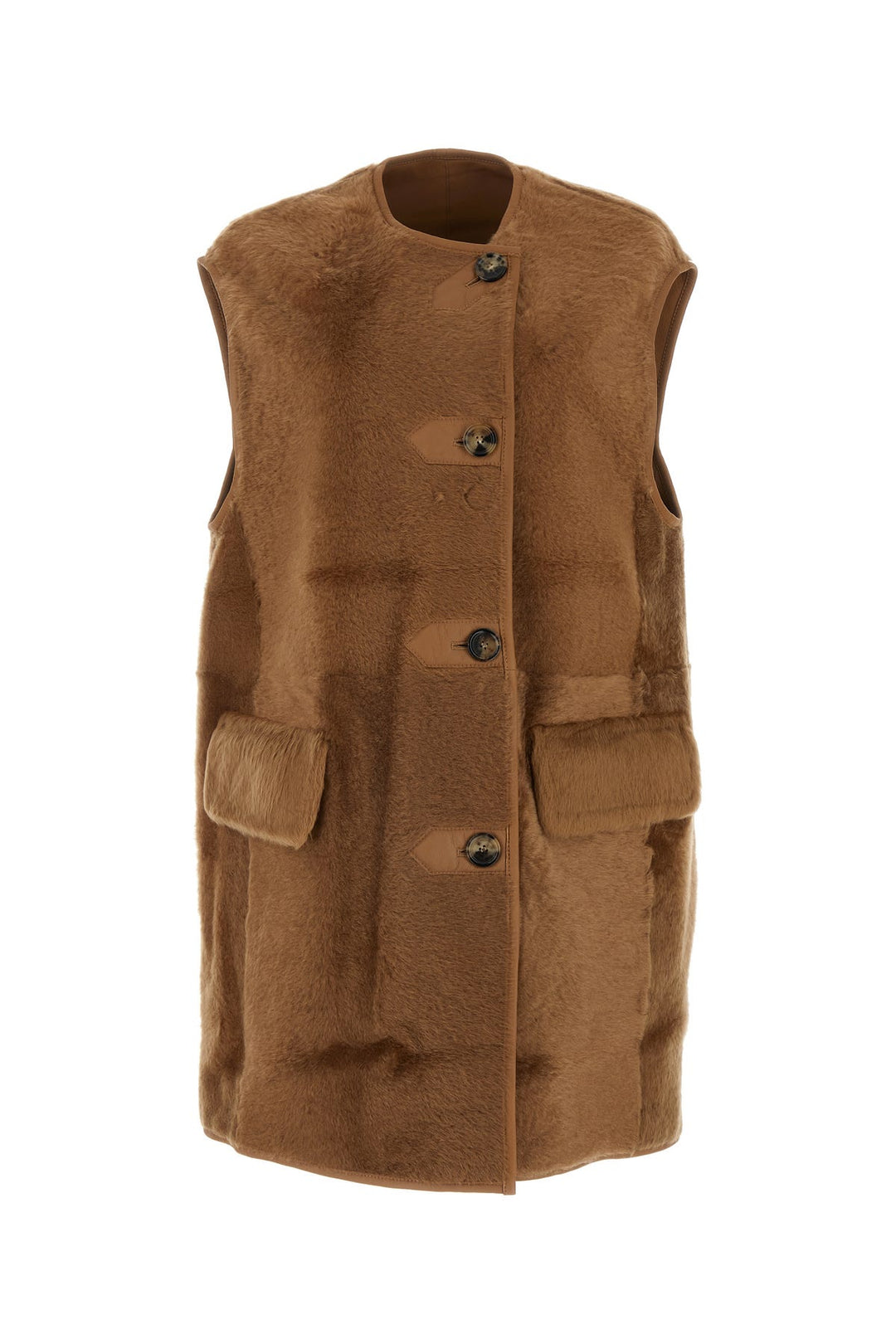 Caramel shearling Effige sleeveless coat