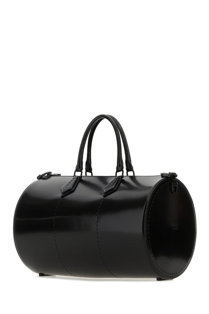 Black leather Brushedrolll handbag