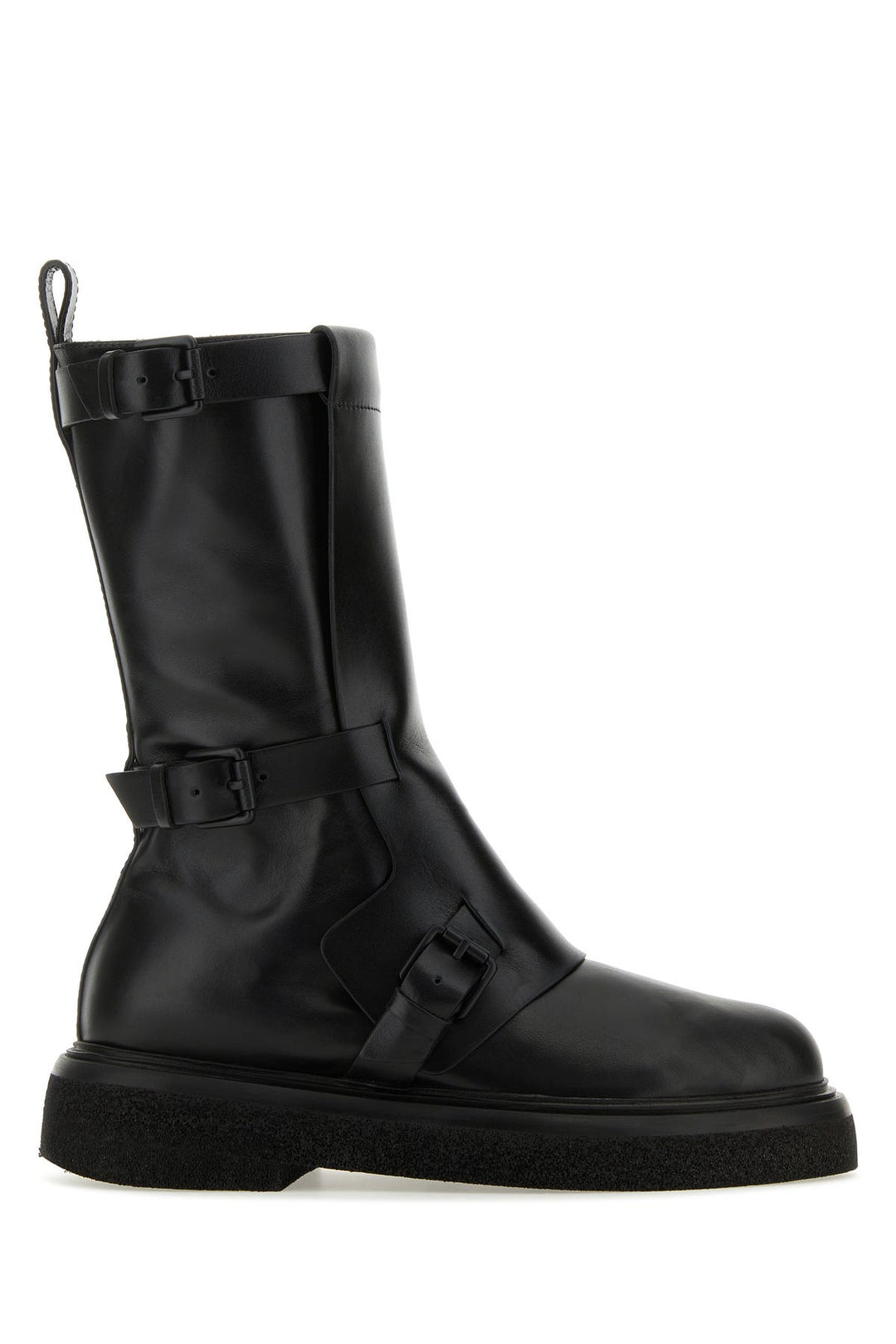 Black leather Bucklesboot ankle boots