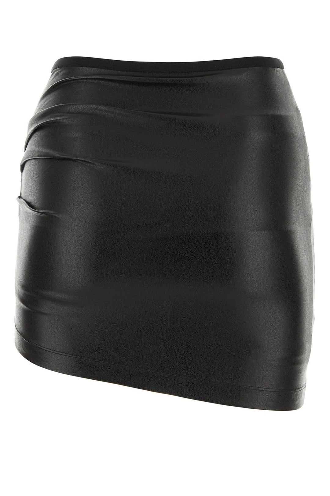 Black synthetic leather mini skirt