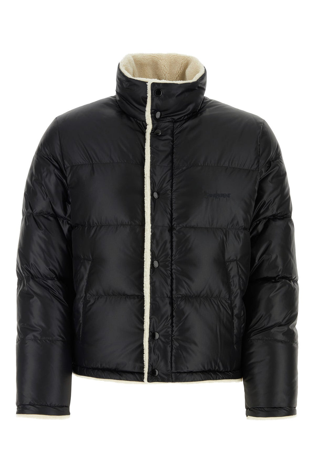 Black nylon down jacket