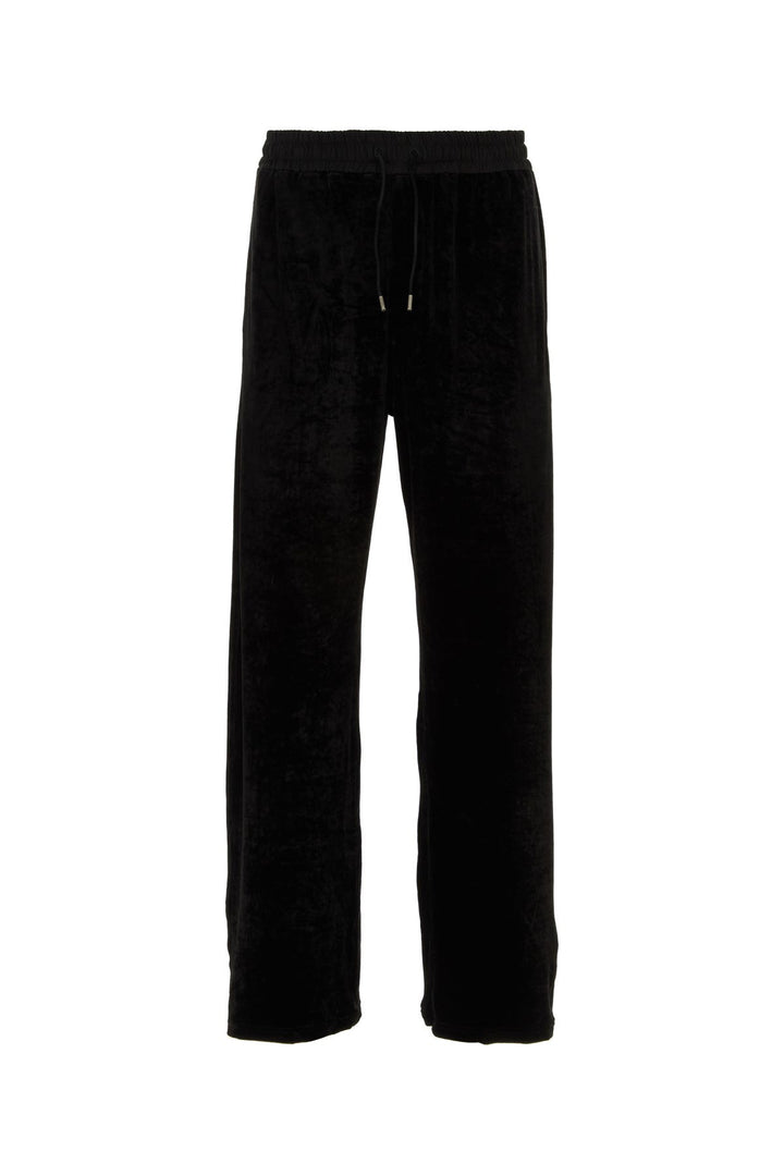 Black stretch chenille joggers