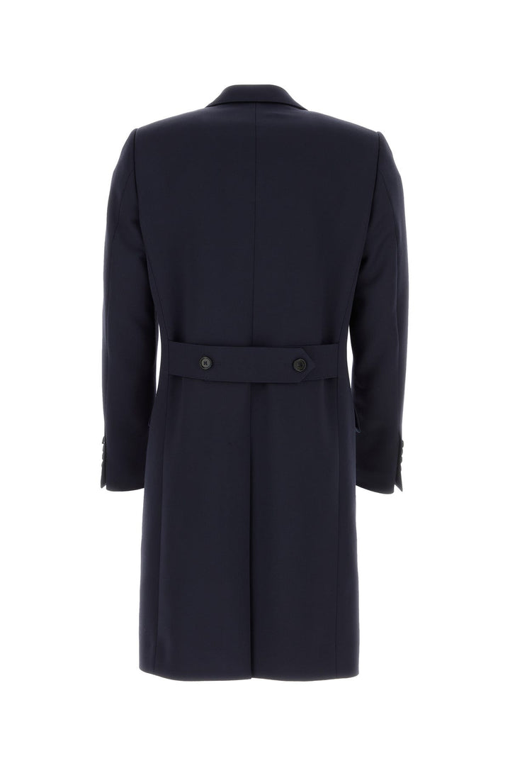 Dark blue stretch polyester blend coat