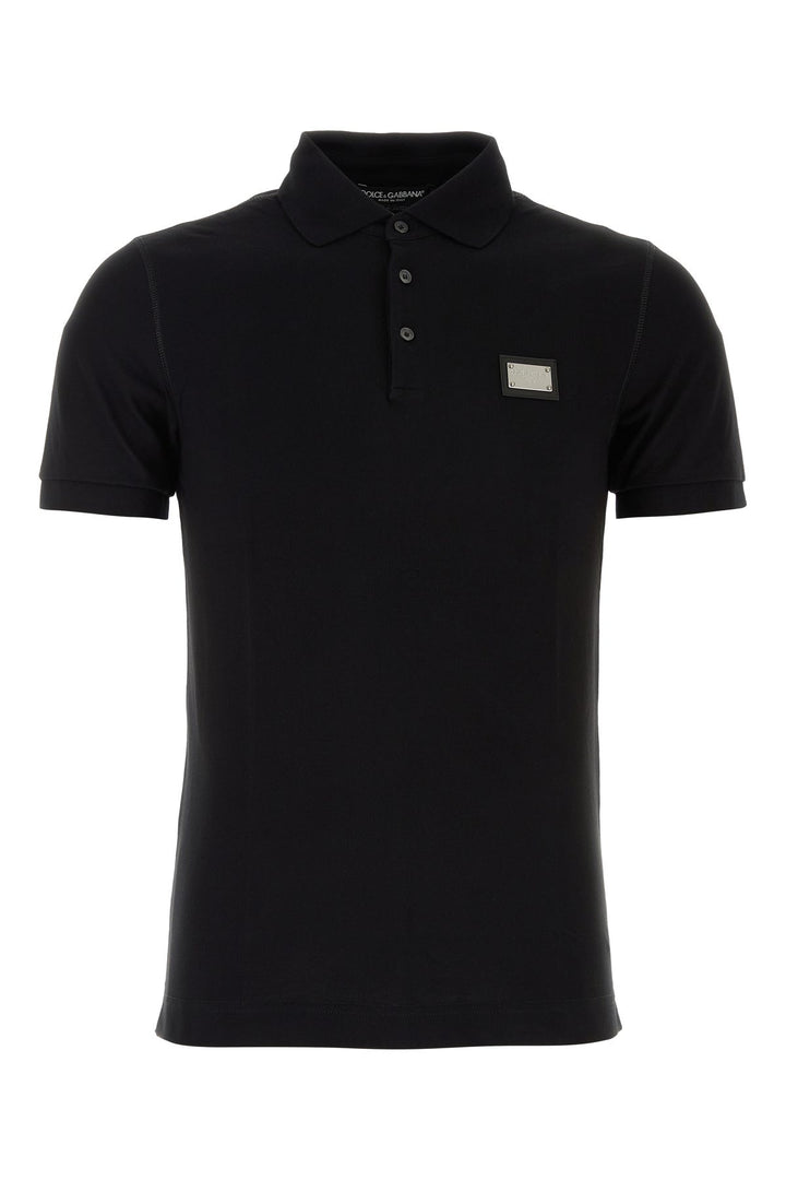 Black piquet polo shirt