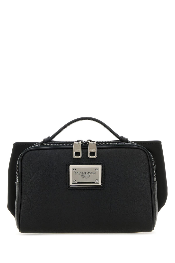 Black leather and nylon belt bag