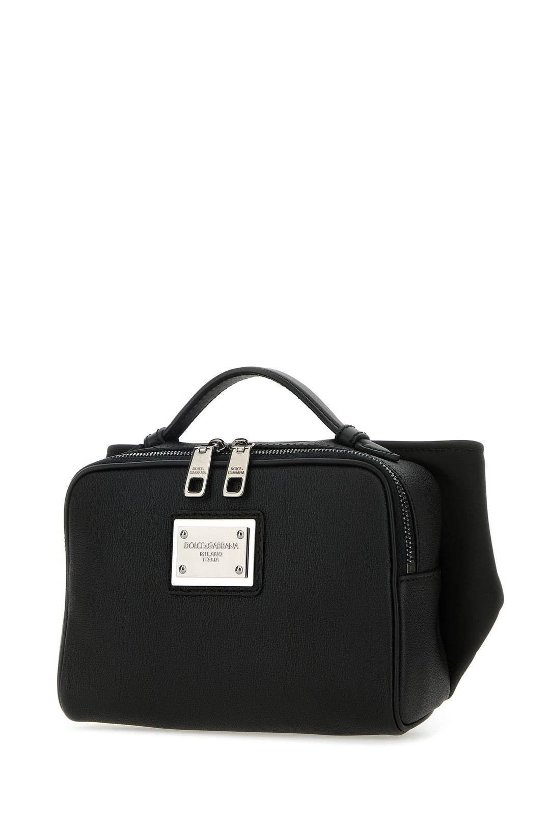 Black leather and nylon belt bag