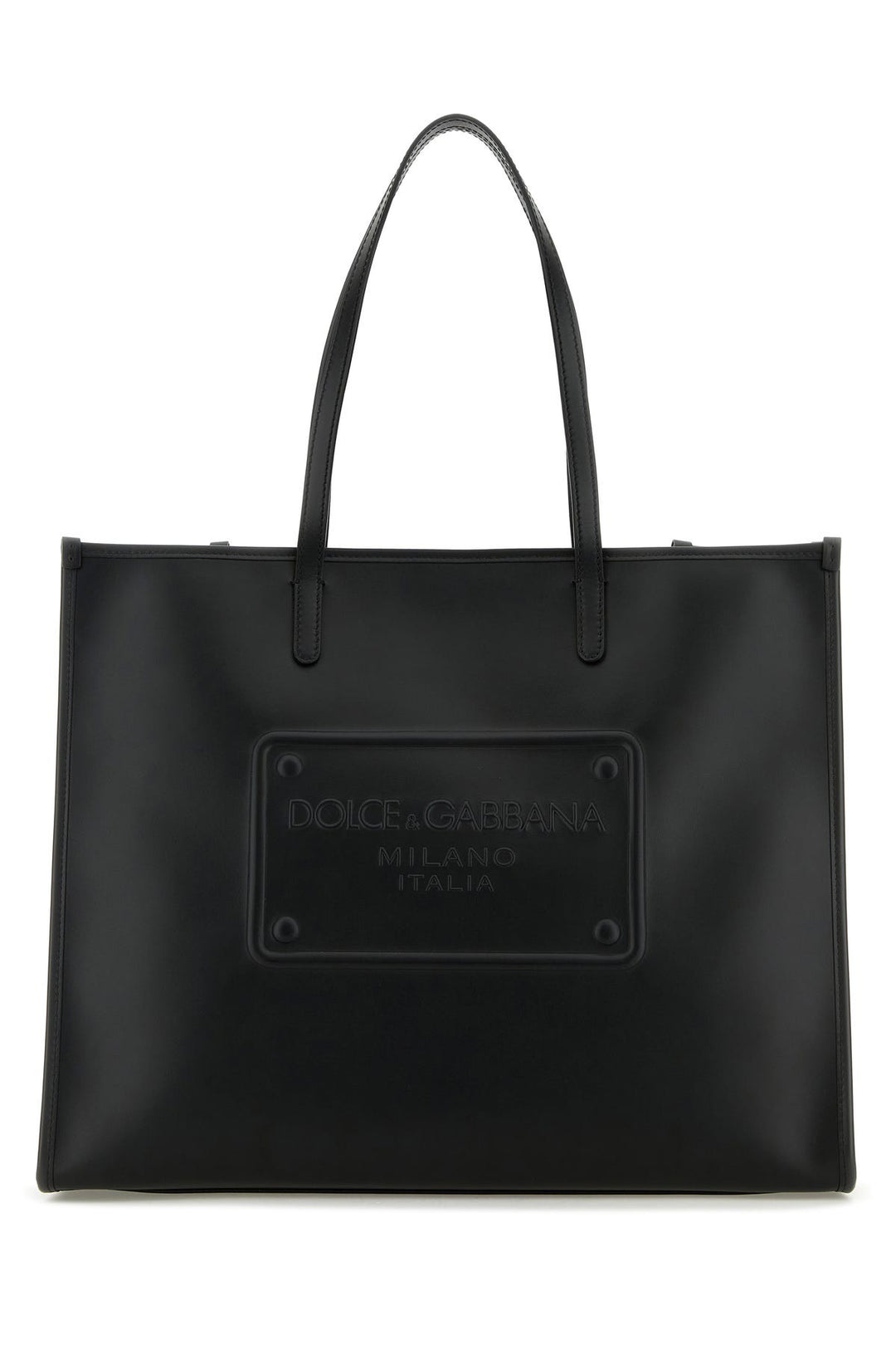 Black leather shopping bag