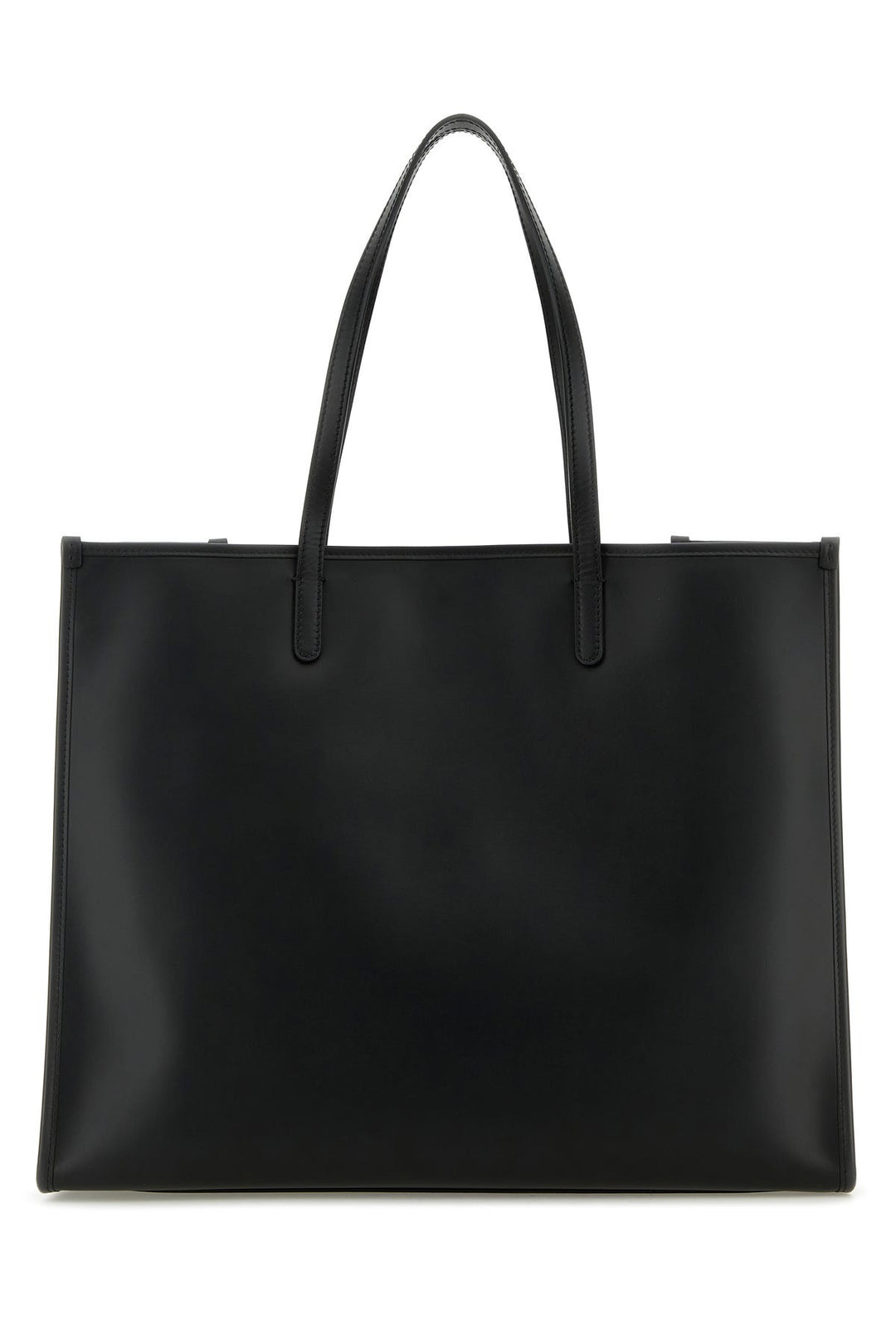 Black leather shopping bag