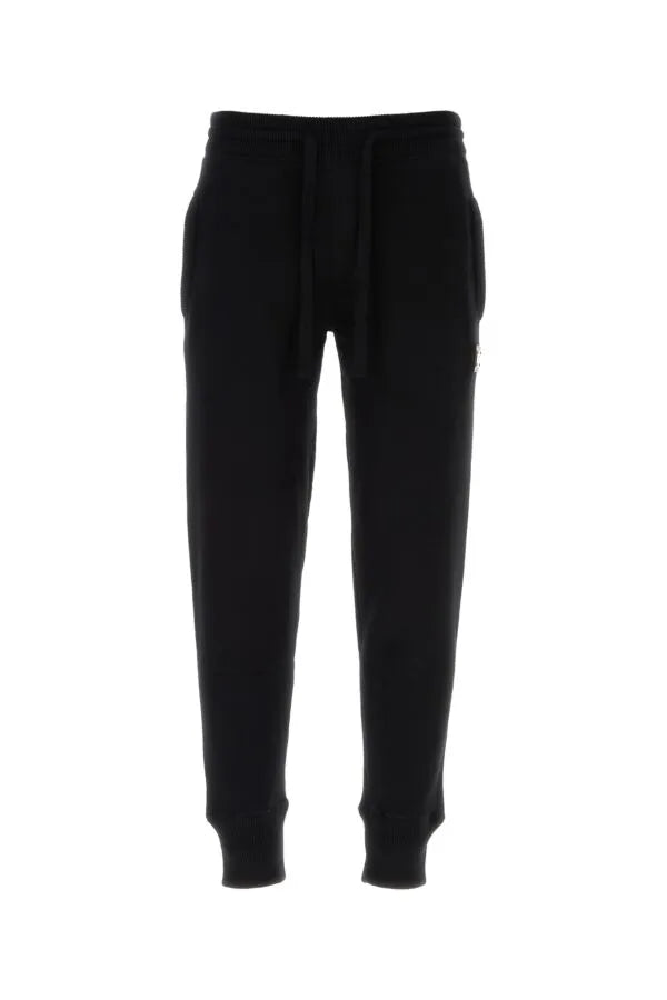 Black wool blend joggers