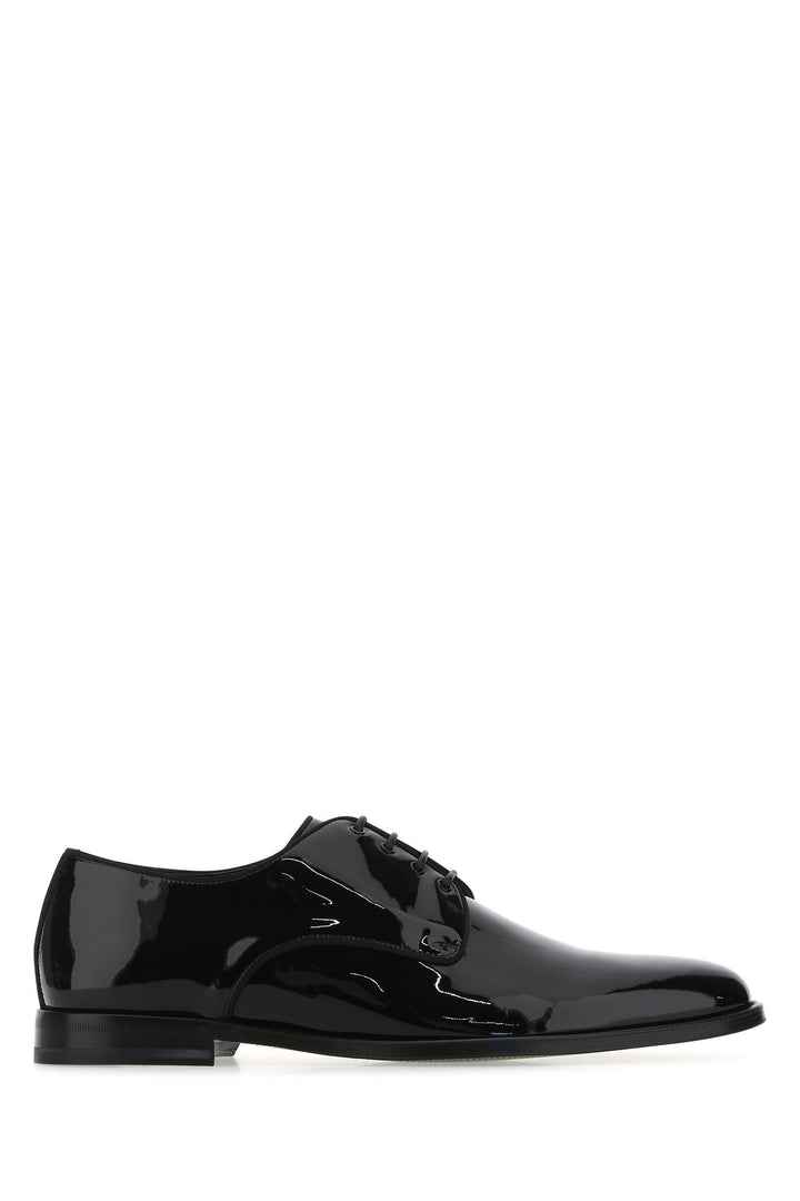 Black leather lace-up shoes