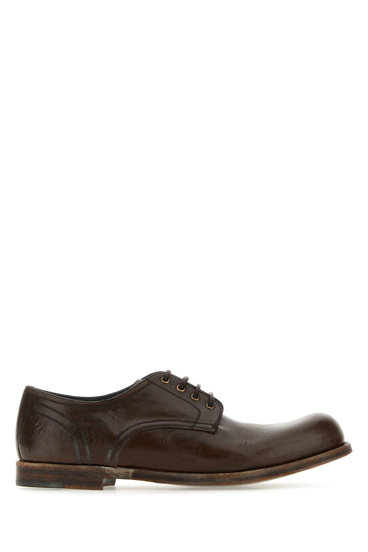 Brown leather lace-up shoes