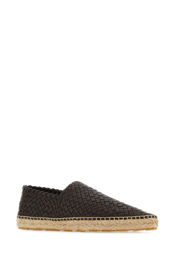 Dark brown leather espadrilles