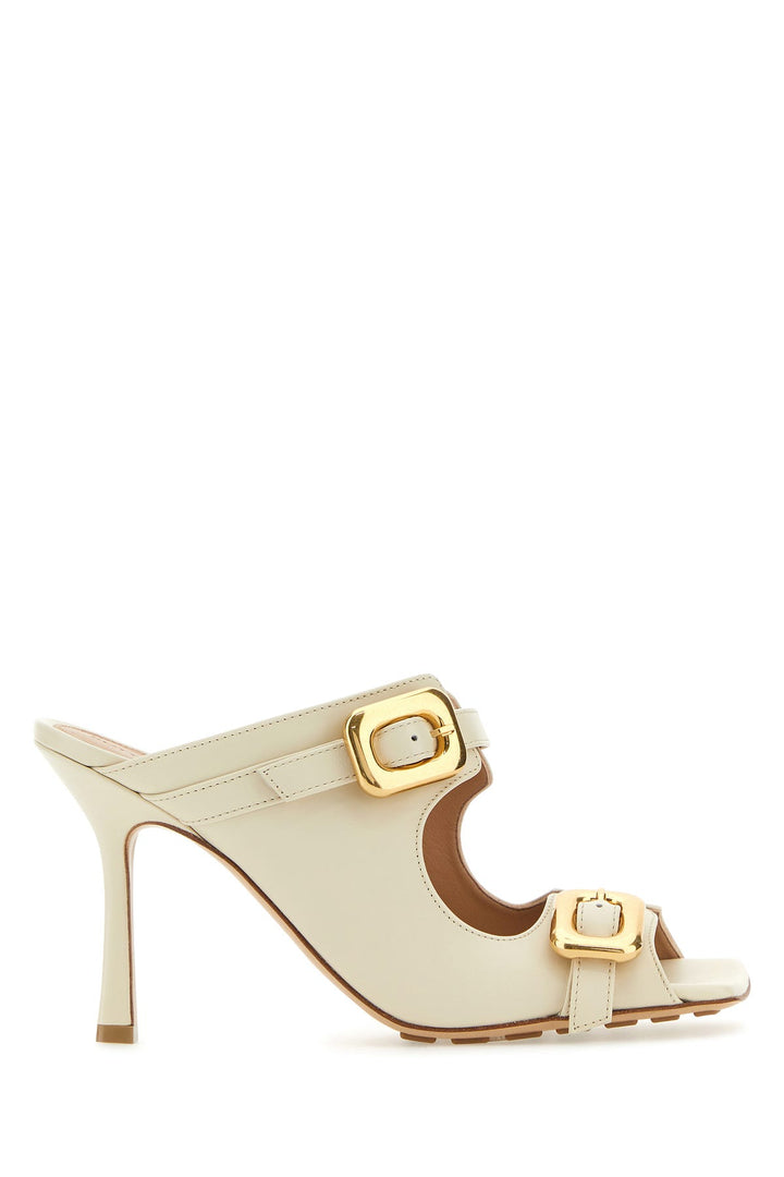 Ivory leather Stretch Buckle mules