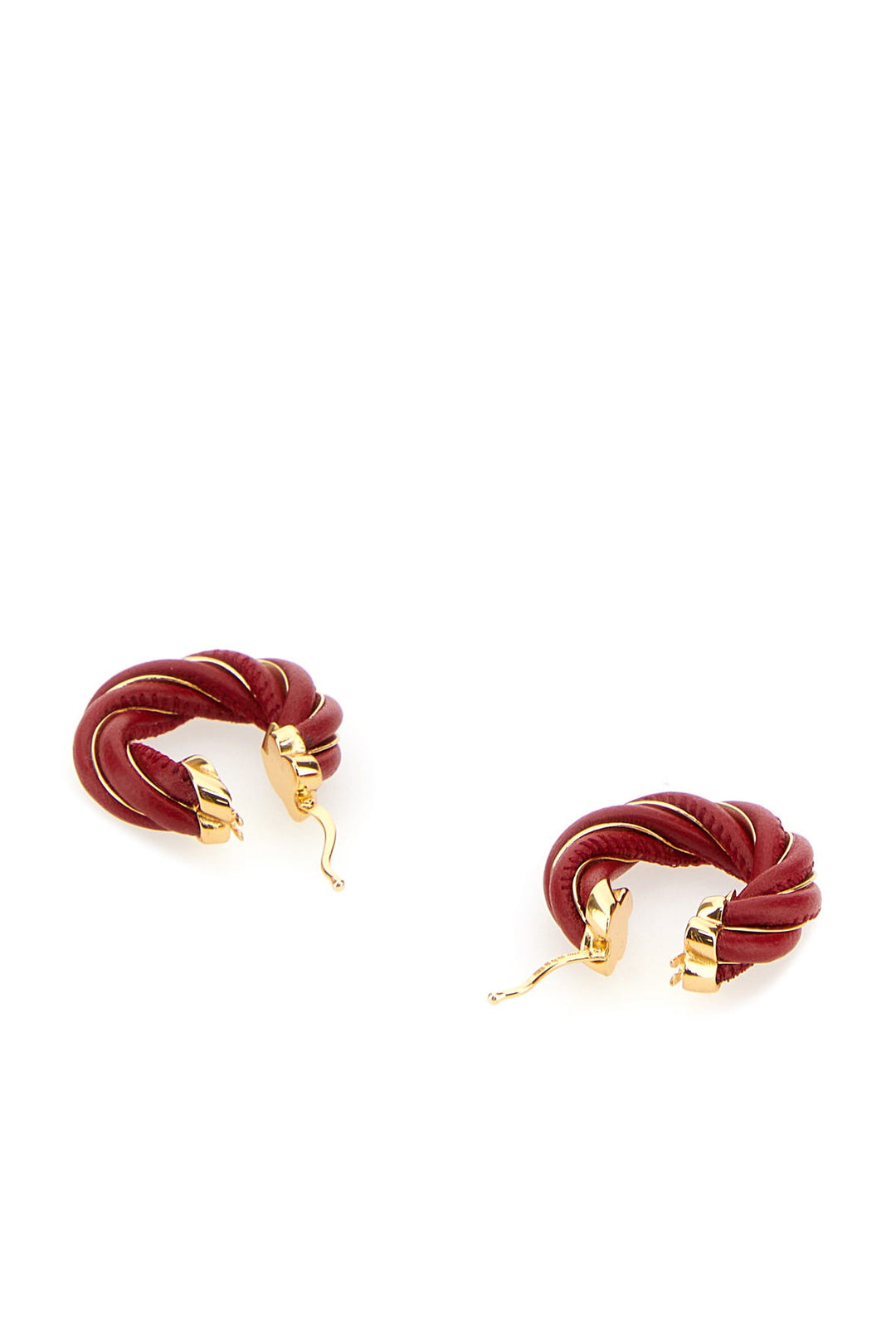 Tiziano red nappa leather and 925 silver Twist earrings