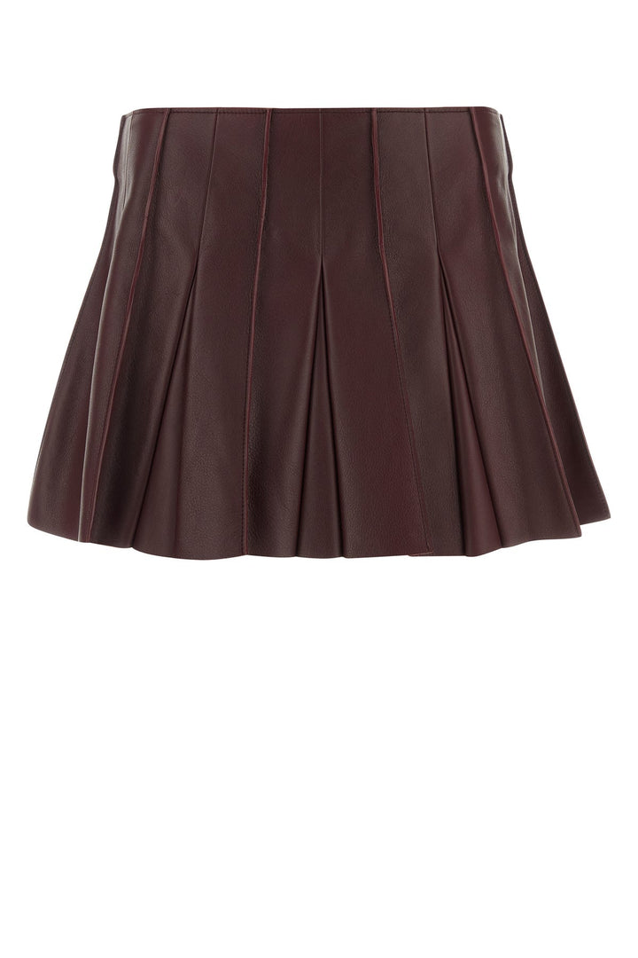 Burgundy leather mini skirt