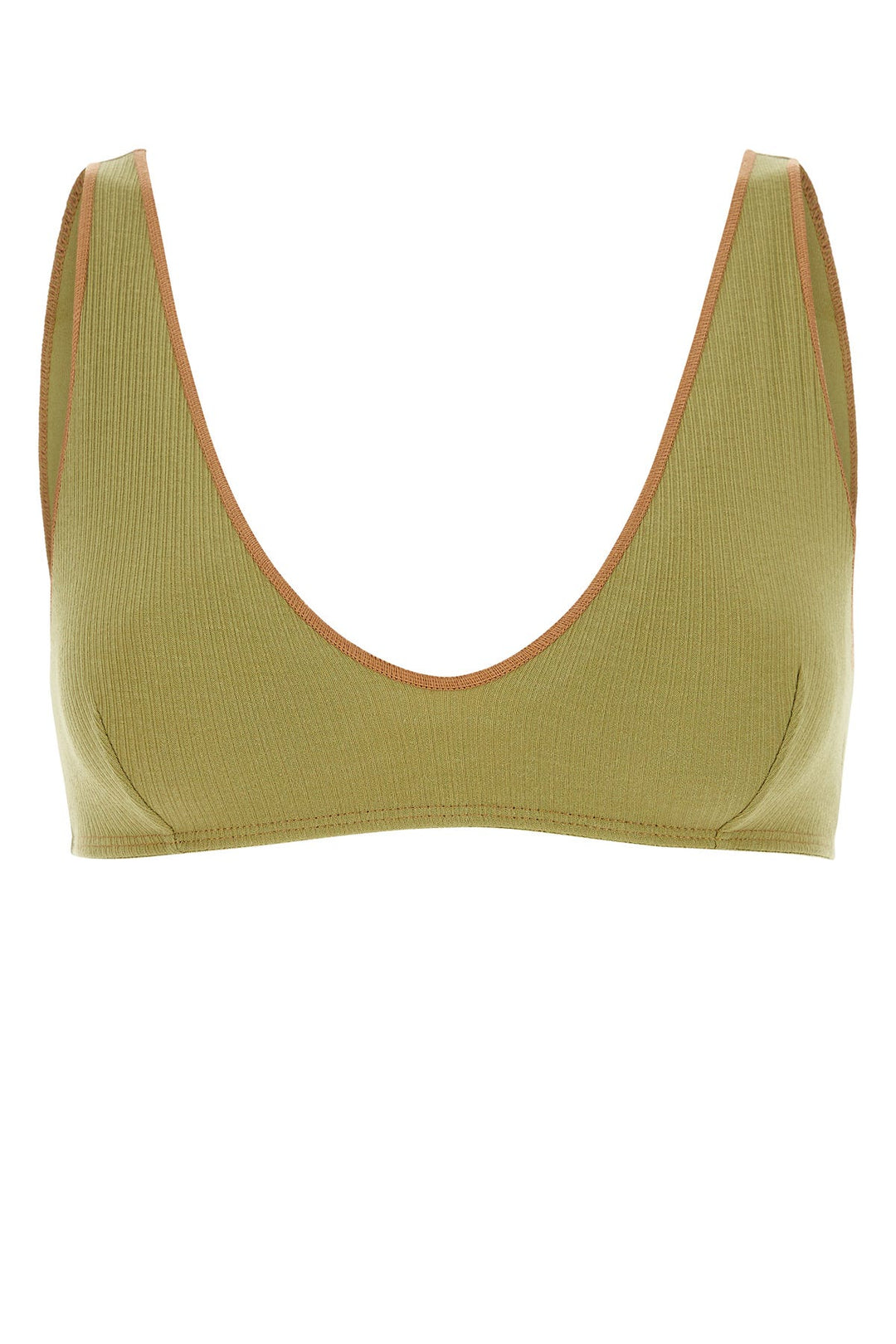 Green stretch cotton bra