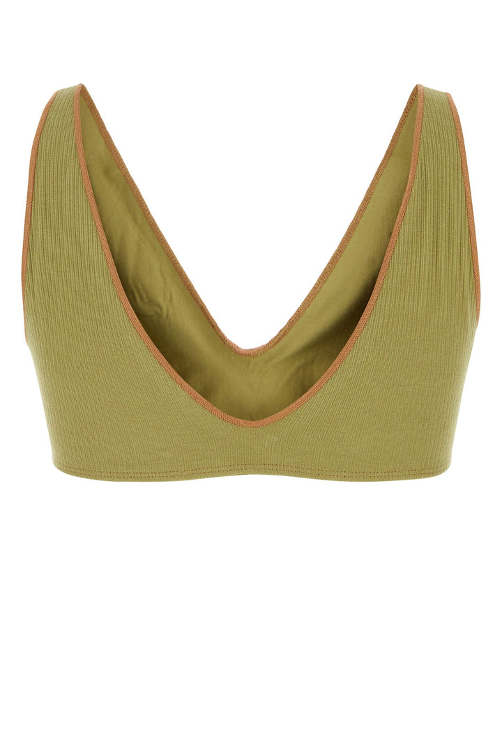 Green stretch cotton bra