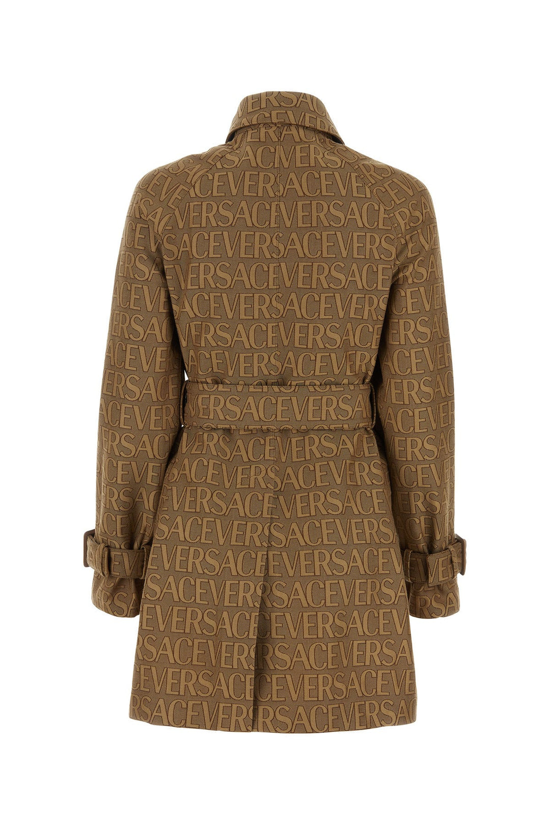 Embroidered polyester blend trench coatÂ 