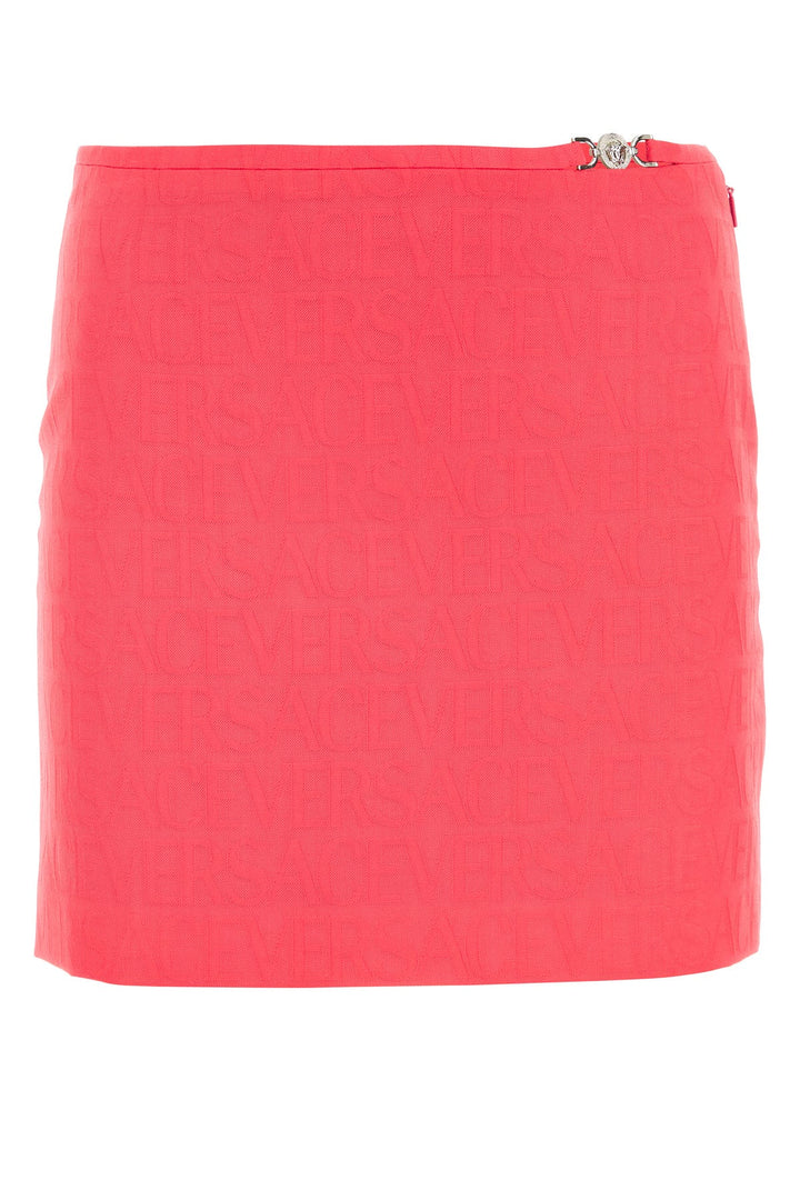 Fluo pink jacquard mini skirt