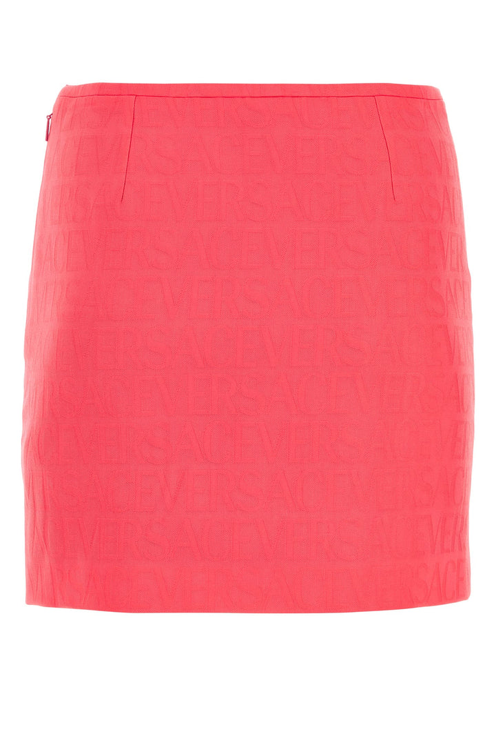 Fluo pink jacquard mini skirt