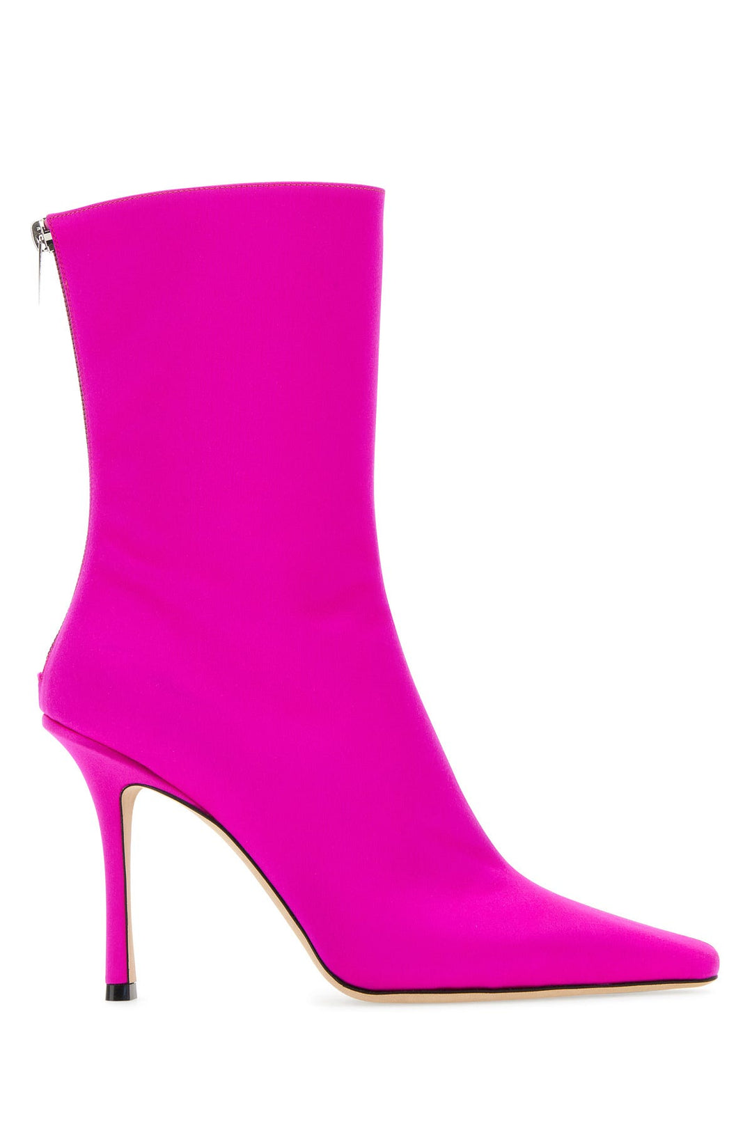 Fuchsia satin ankle boots