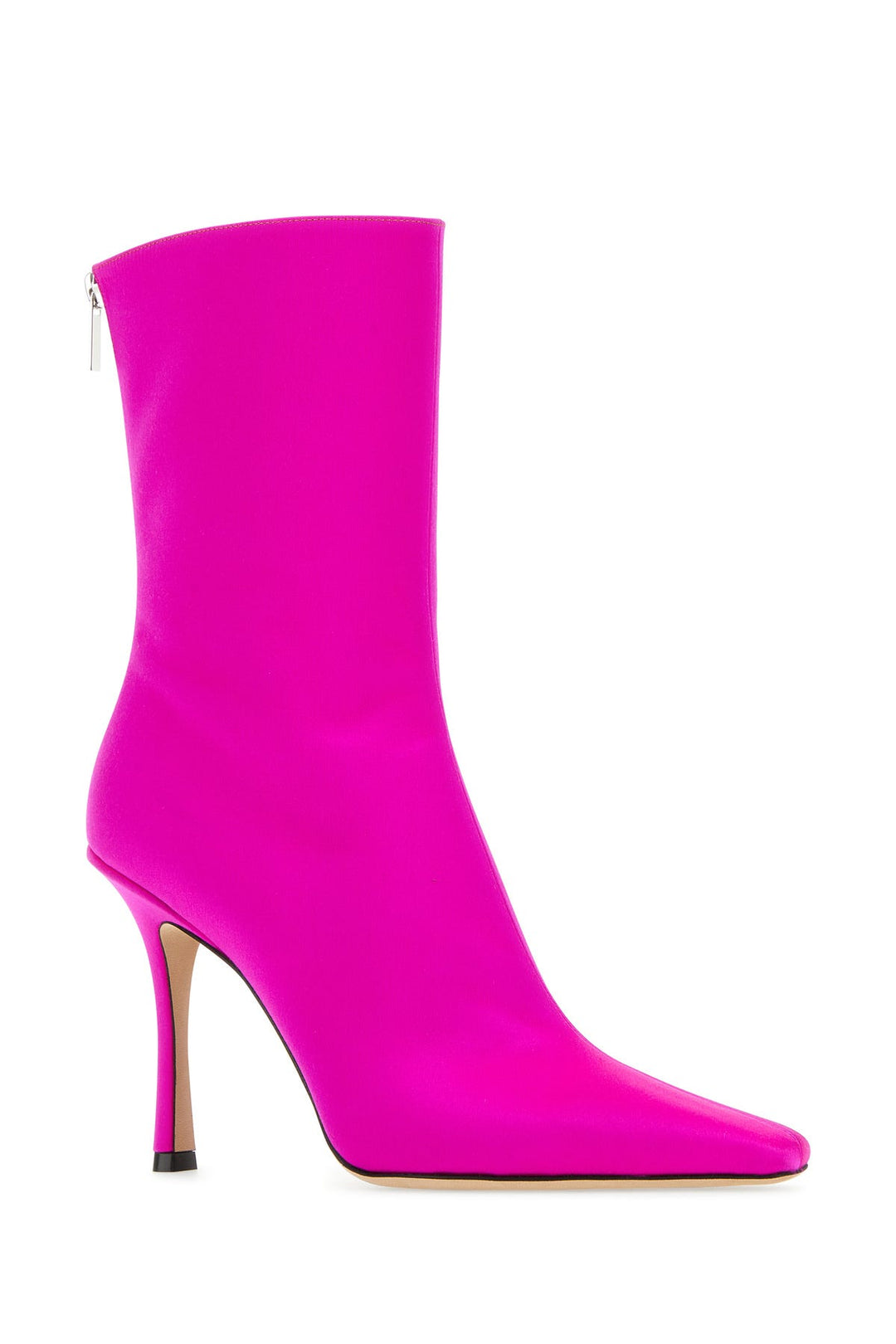 Fuchsia satin ankle boots