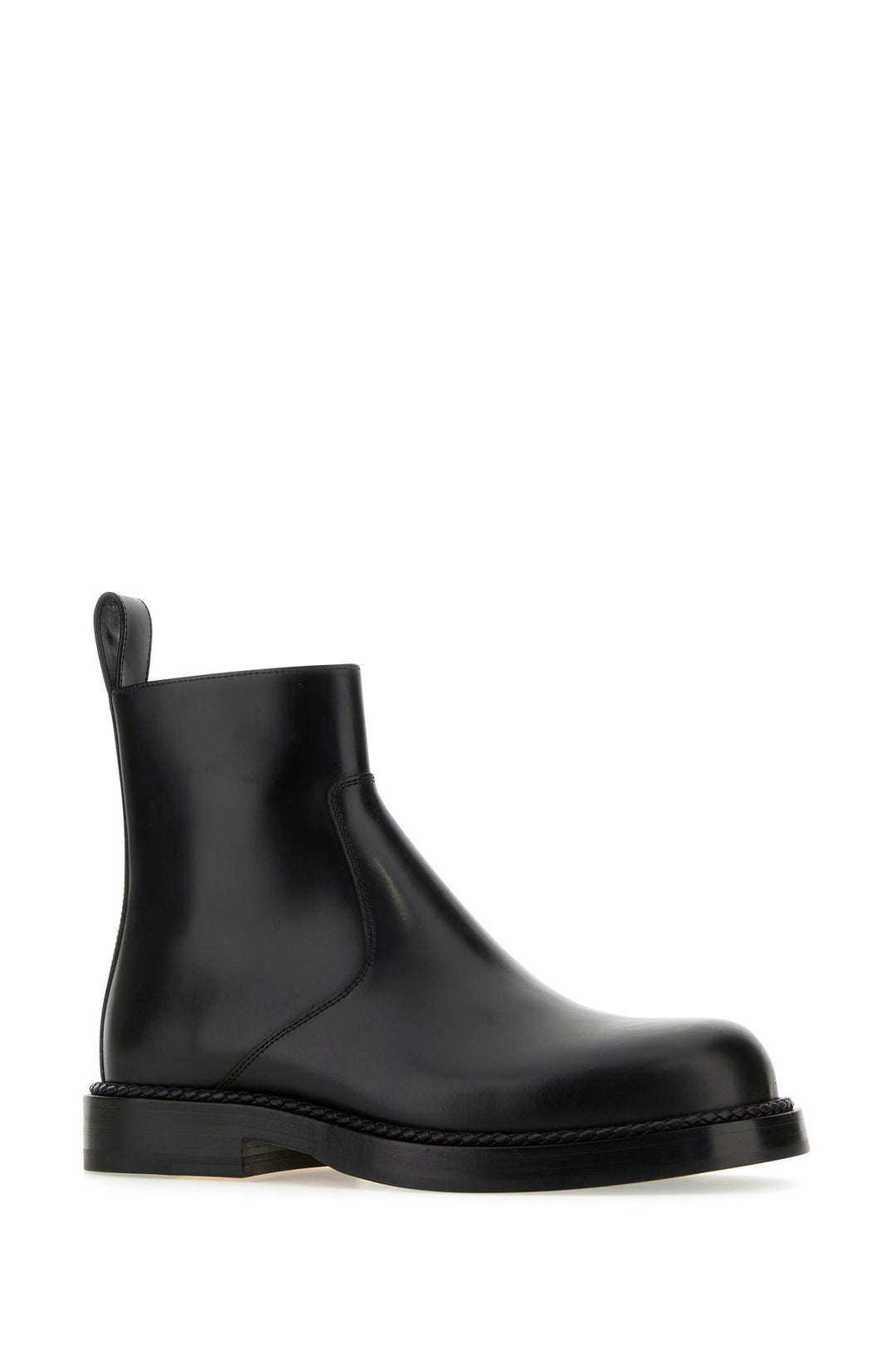 Black leather Strut ankle boots