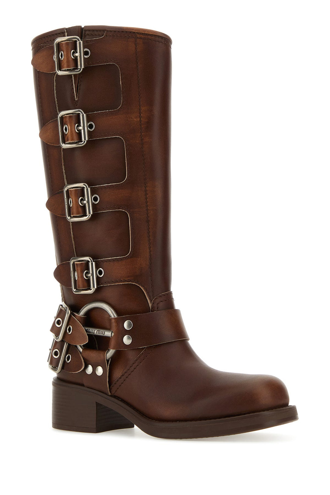 Brown leather boots