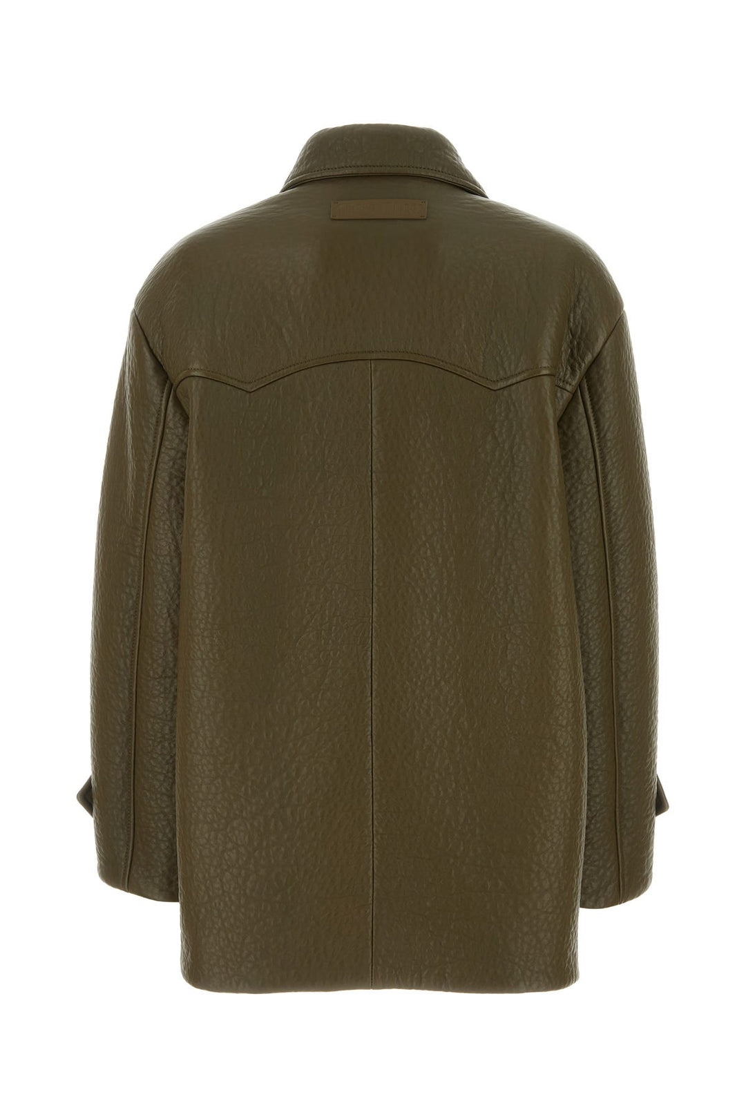 Army green nappa leather coat