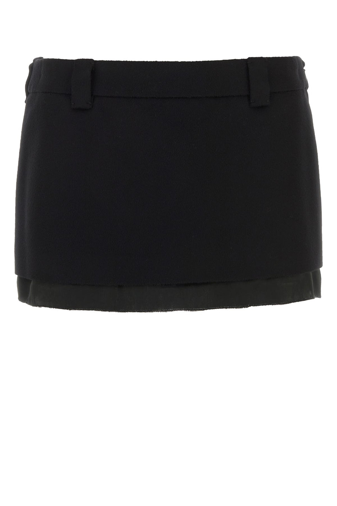 Black wool blend mini skirt