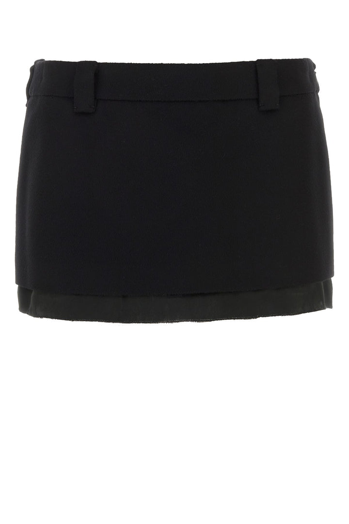 Black wool blend mini skirt