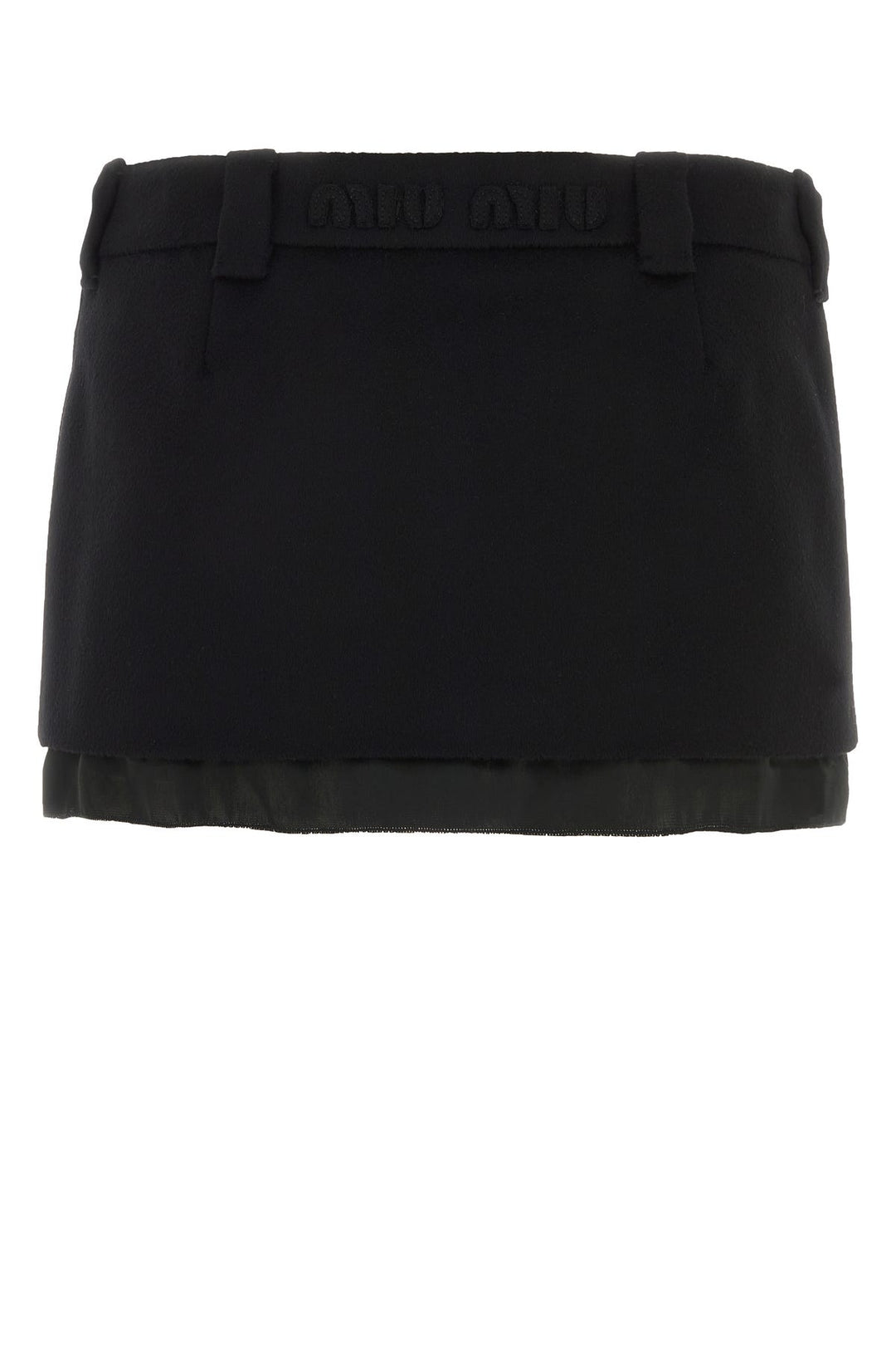 Black wool blend mini skirt