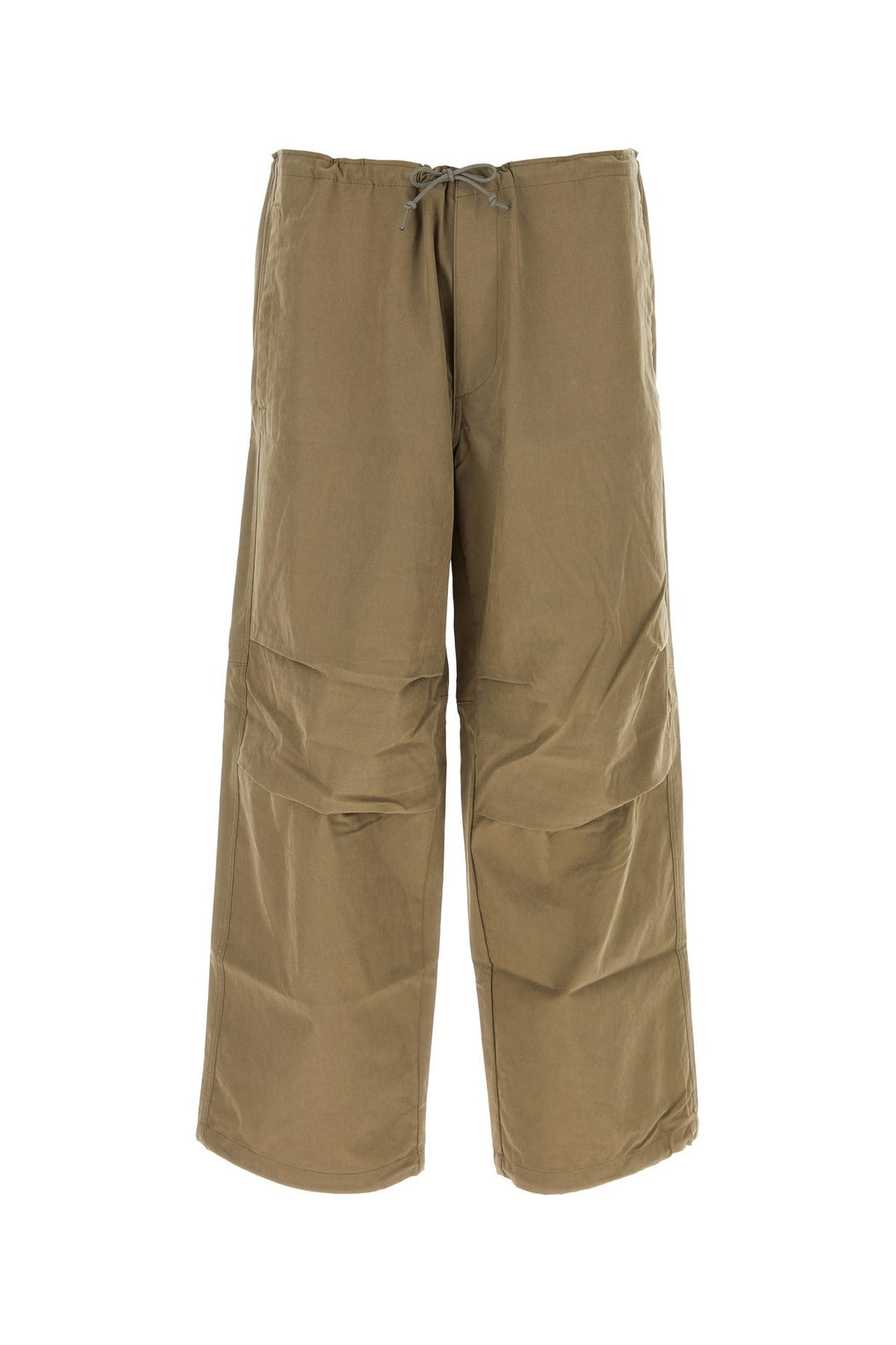 Military green cotton blend wide-leg pant