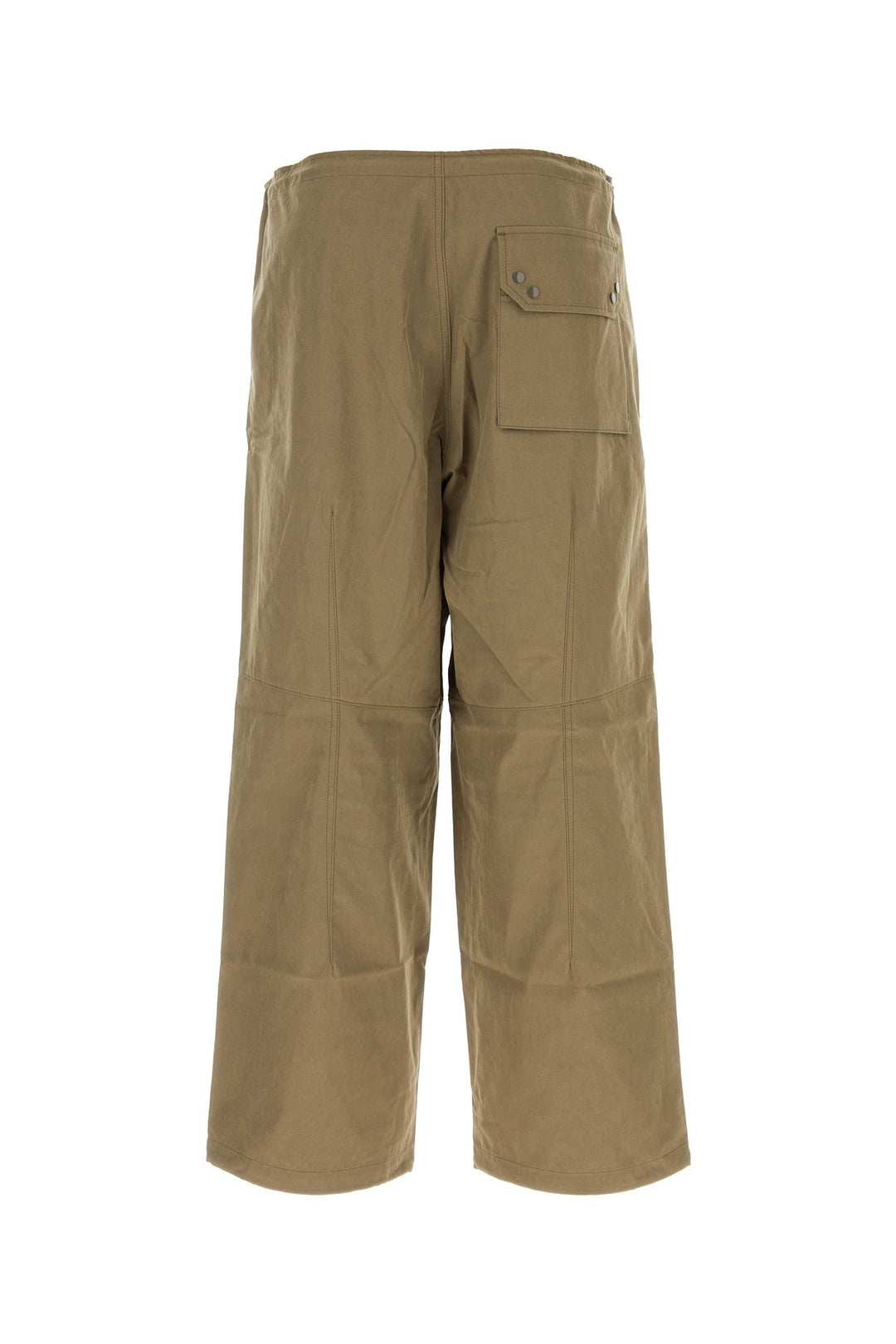 Military green cotton blend wide-leg pant