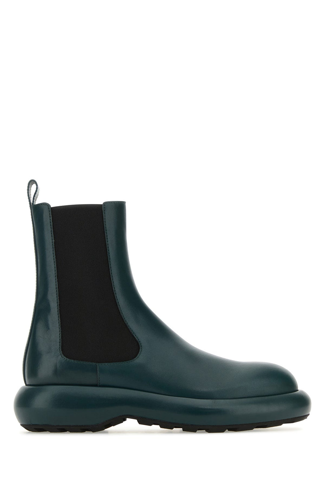 Bottle green leather Chelsea ankle boots