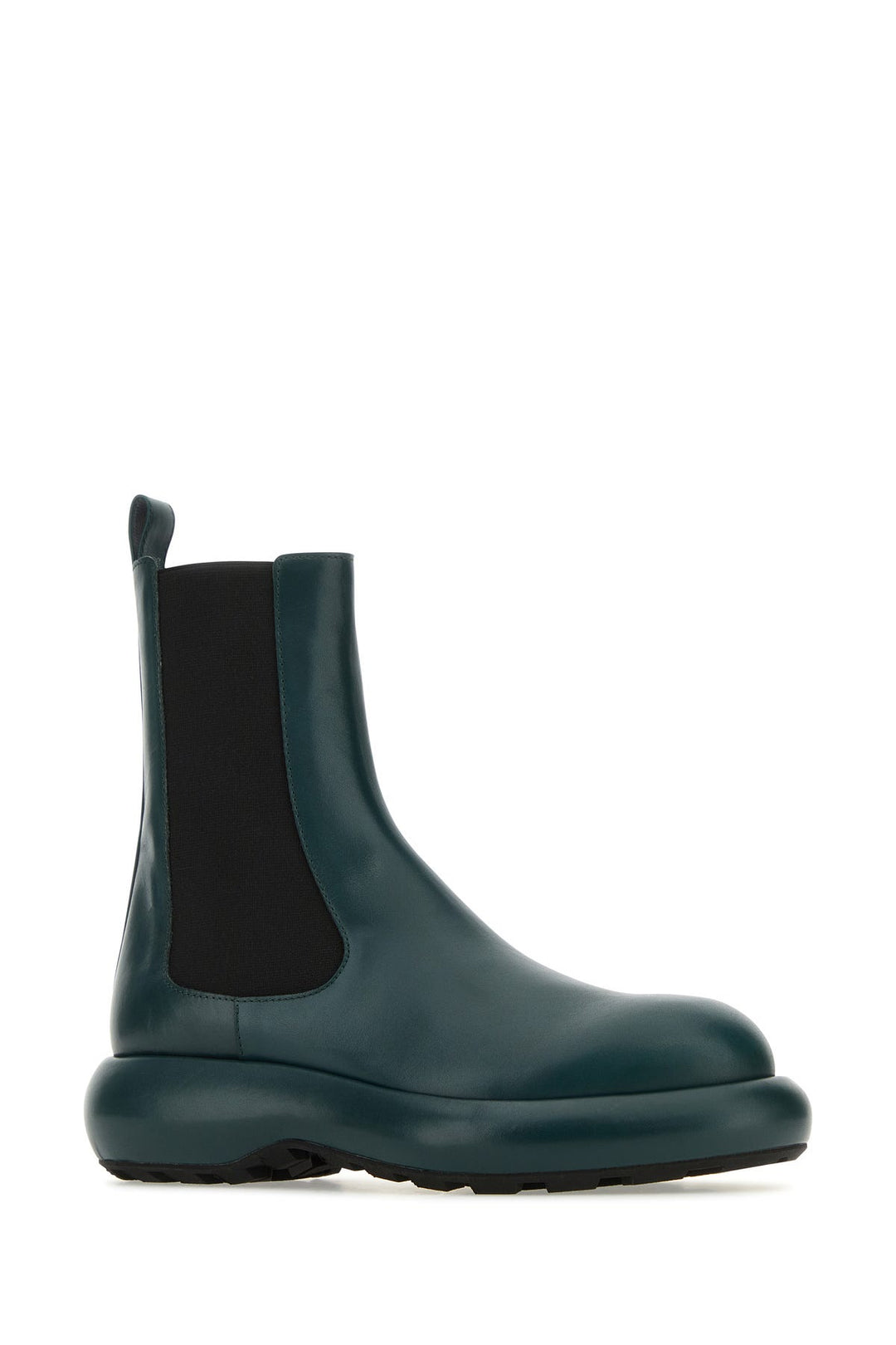 Bottle green leather Chelsea ankle boots