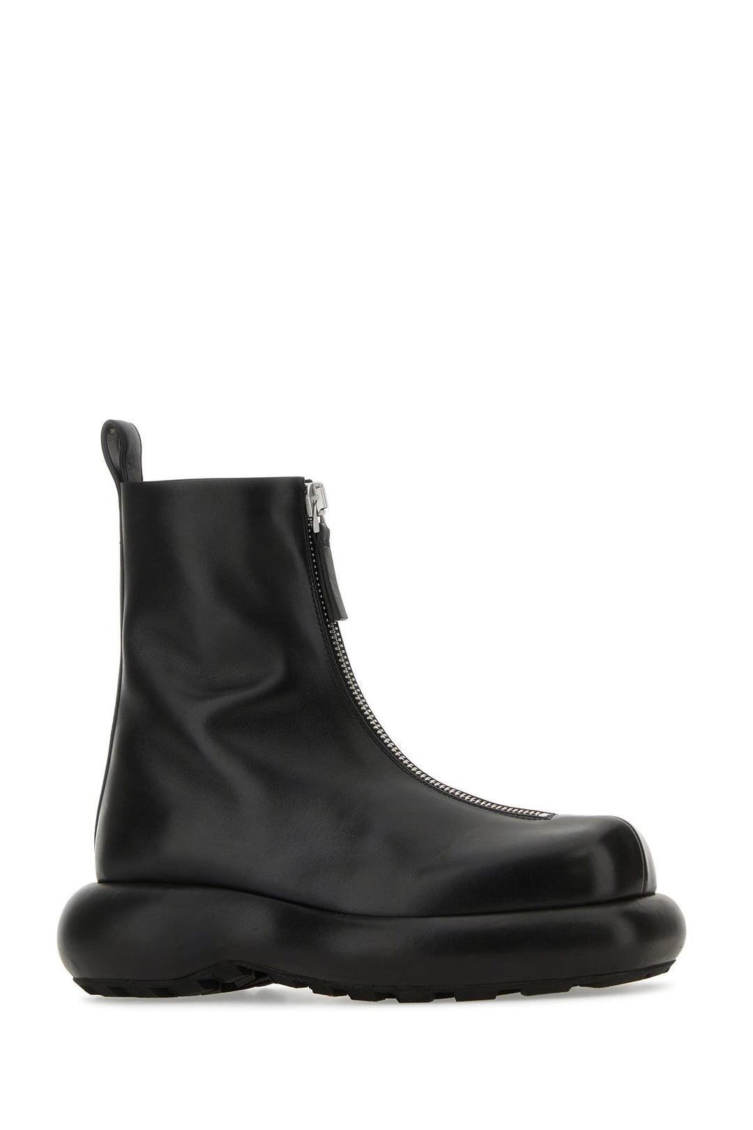 Black leather ankle boots