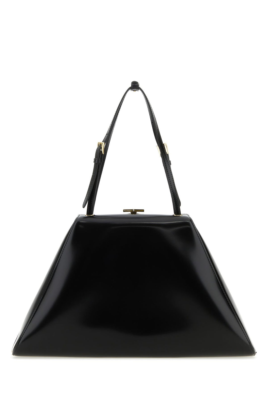 Black leather handbag