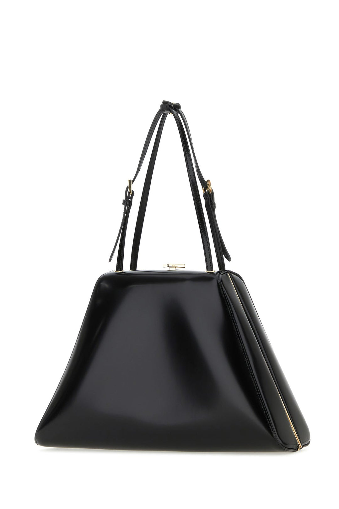 Black leather handbag