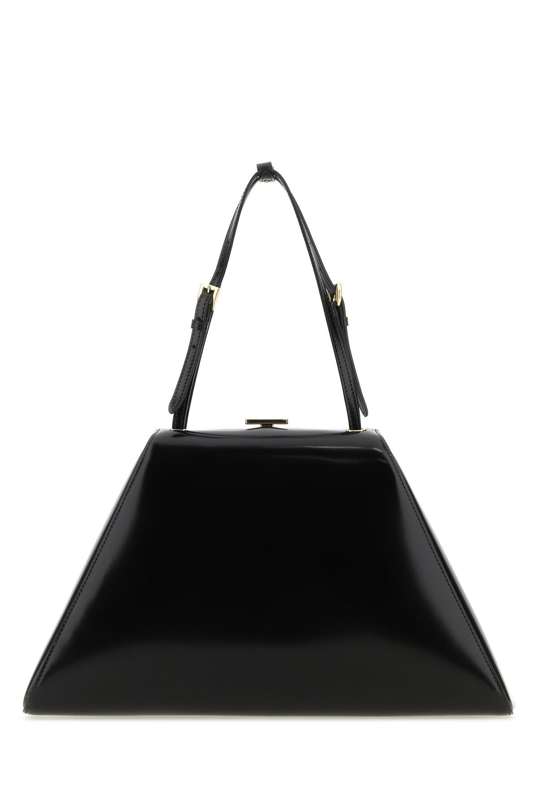 Black leather handbag