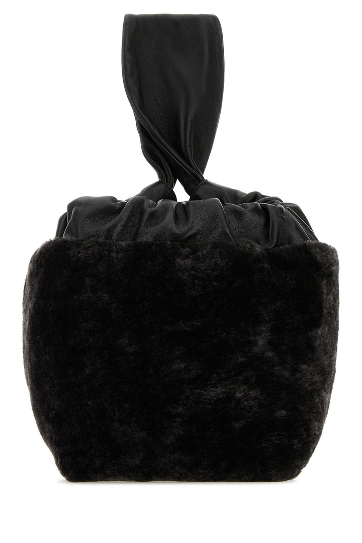 Black shearling clutch