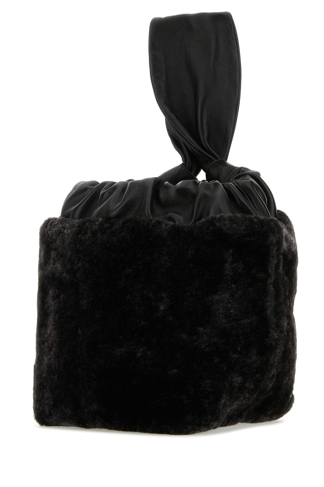 Black shearling clutch